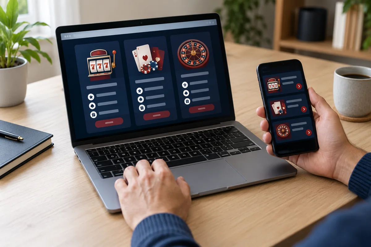 Laptop és okostelefon felületének összehasonlítása egy rendezett íróasztalnál